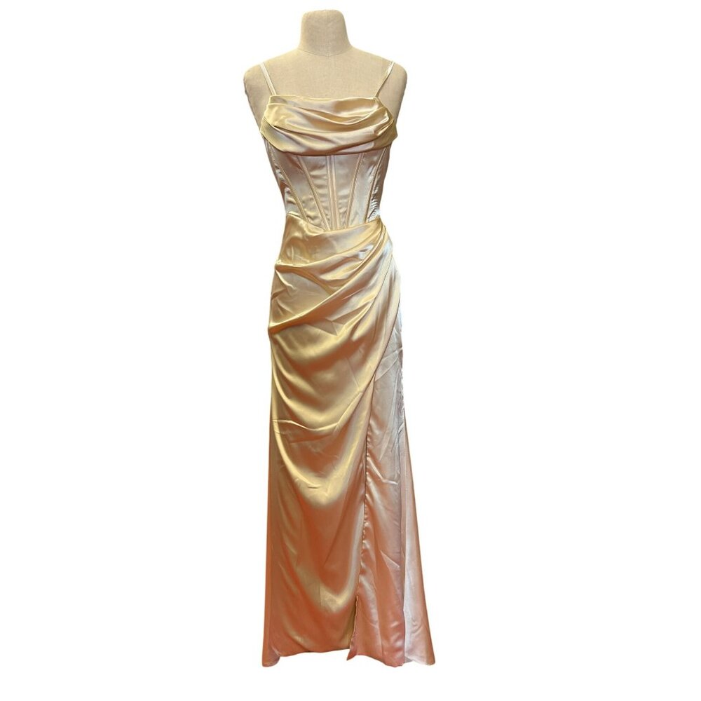 Lindo Noiva Elegant Satin Evening Gown Bridal Bride Corset Formal Prom Homecomin